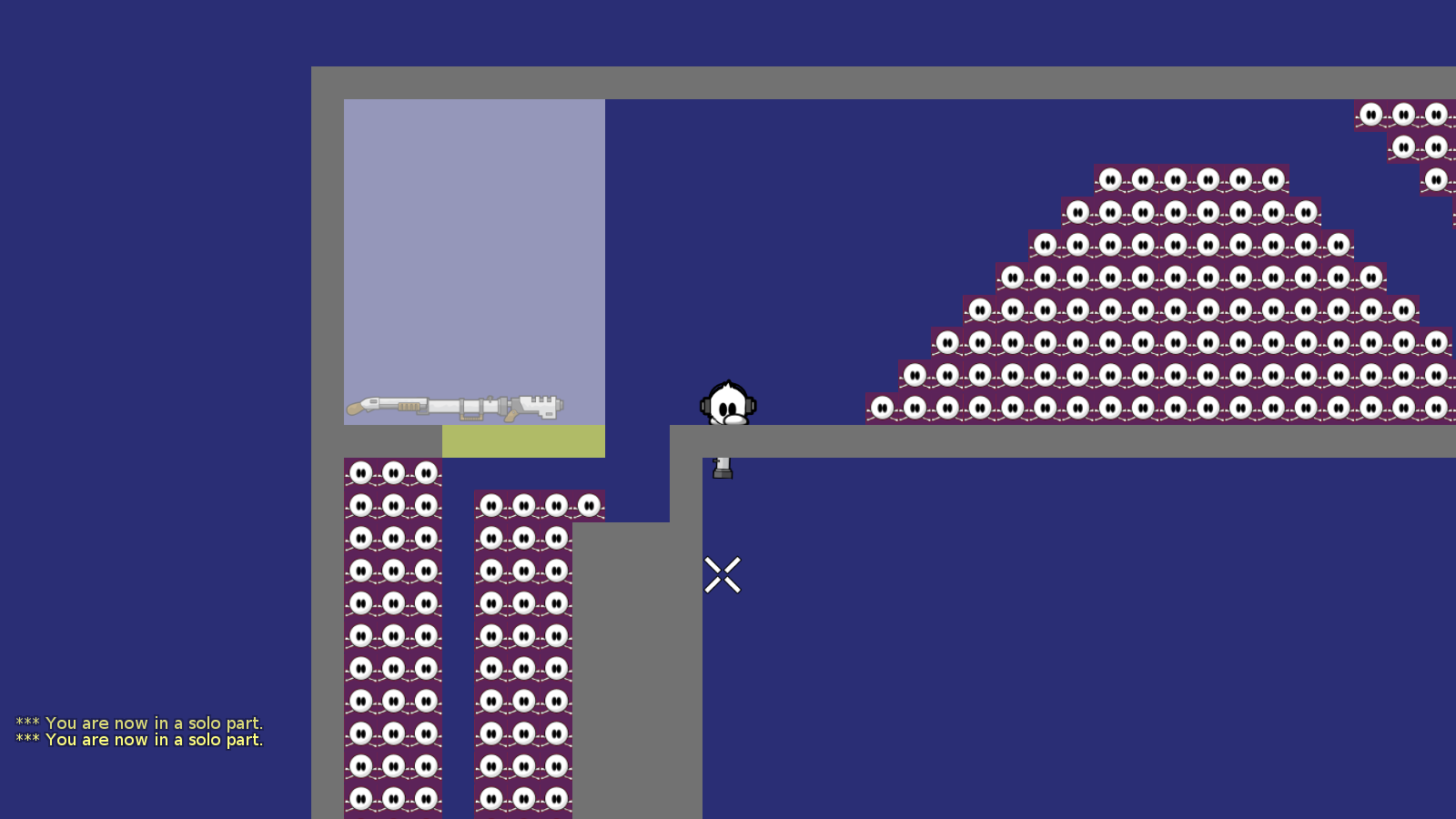 the freeze with weapons is completely useless, but you do not have to change that + with kill tiles this part is even harder, maybe exchange them with tele tiles?