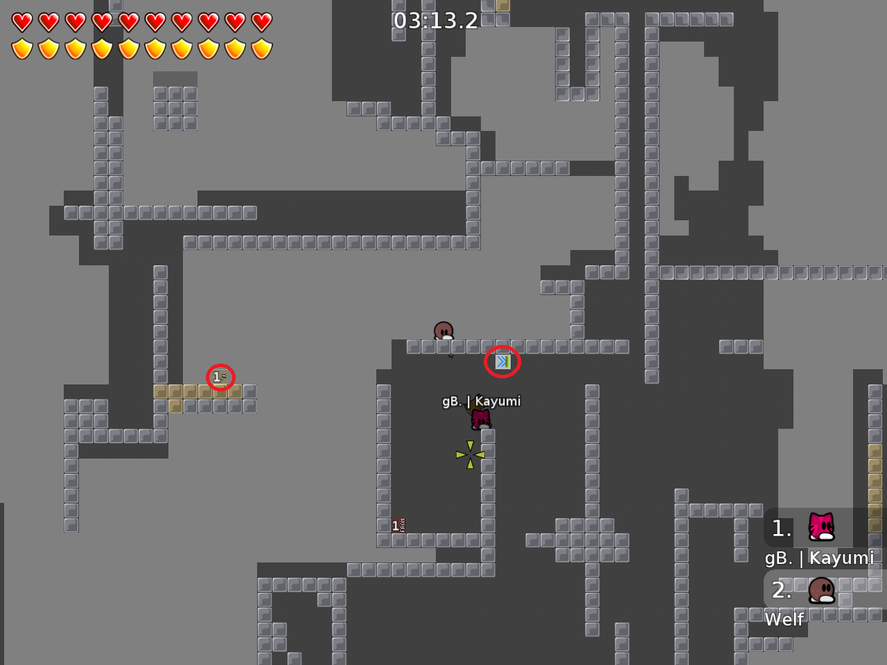 in whole map: teleporter not on ground, add "unfreeze" symbol and unfreeze at all to teleporters; missing freeze