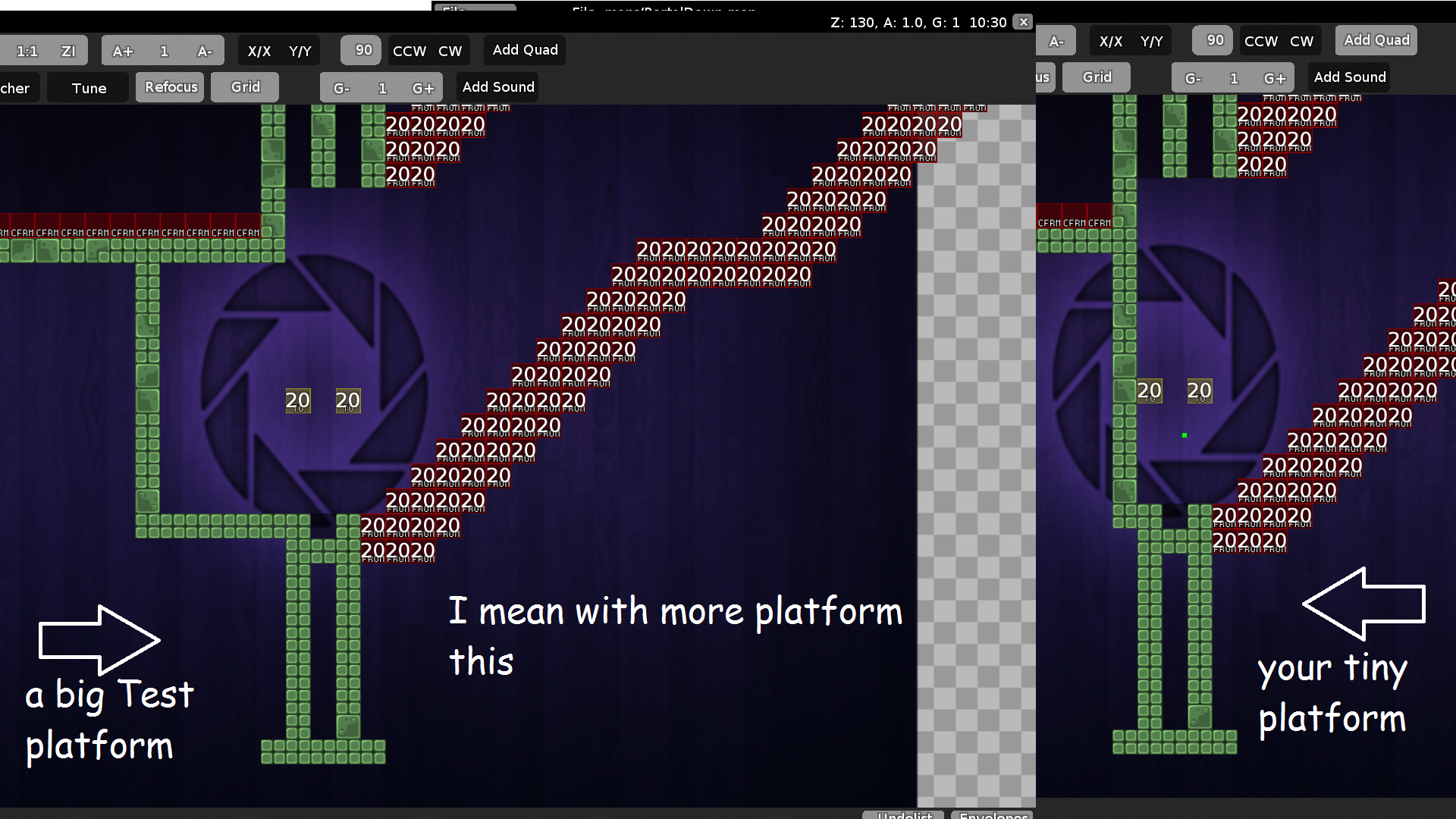 This actually i mean with bigger platform,<br />here is a test looking platform, how you could change it.