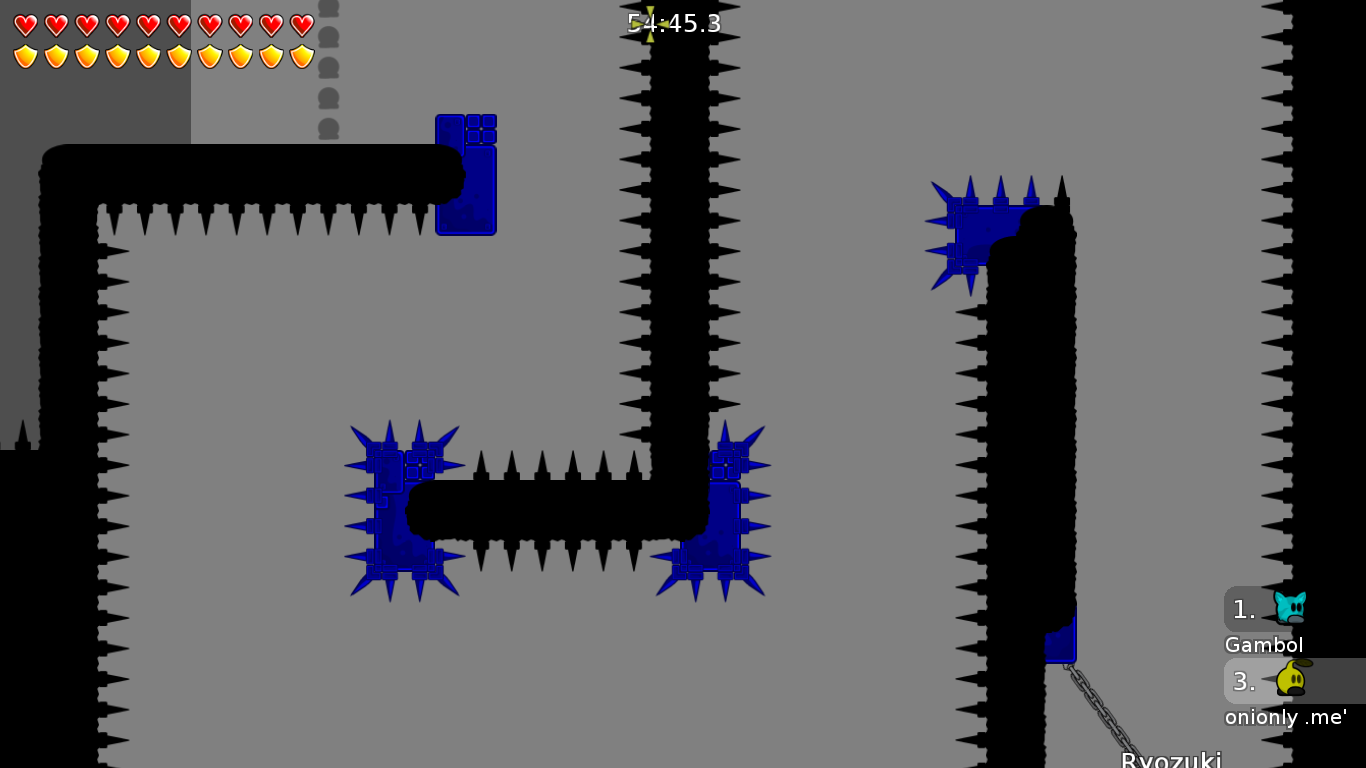 the blue spikes ruin the limbo style in my opinion :/ maybe think about using black spikes there as well