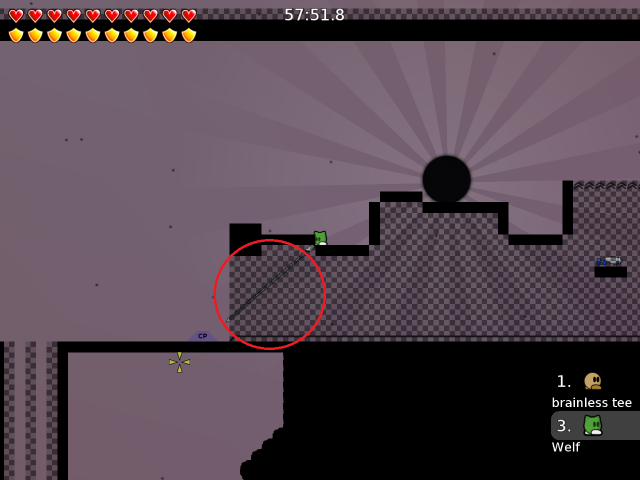 it is annoying to wait 3 seconds on every fail, put unfreeze there or move the to tele, so you can hook him from that corner