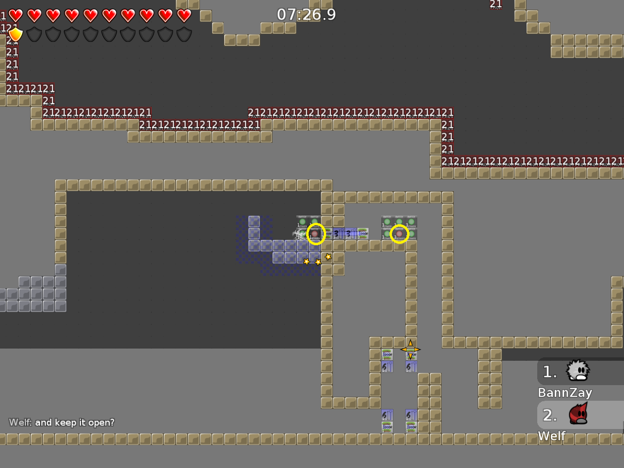 if you kill on these buttons, doors stay open for a long time, it would be better to use the other green switches instead of red ones (so the door is only open, if somebody is at that position and it closes, when he kills). you are not forced to fix this ^^