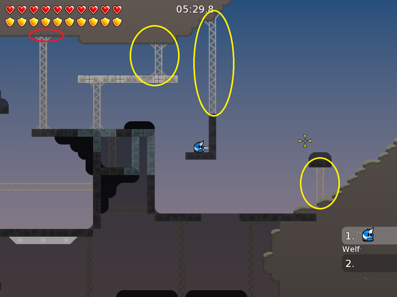 yellow: they can be HD too, red: graphic bug (didn't check whole map)