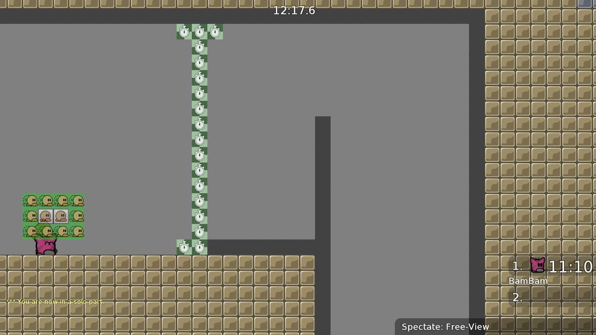 Possible "Skip" the start tile, I don't know if it's possible but use front to add start in freeze too. (just for the sake of it)