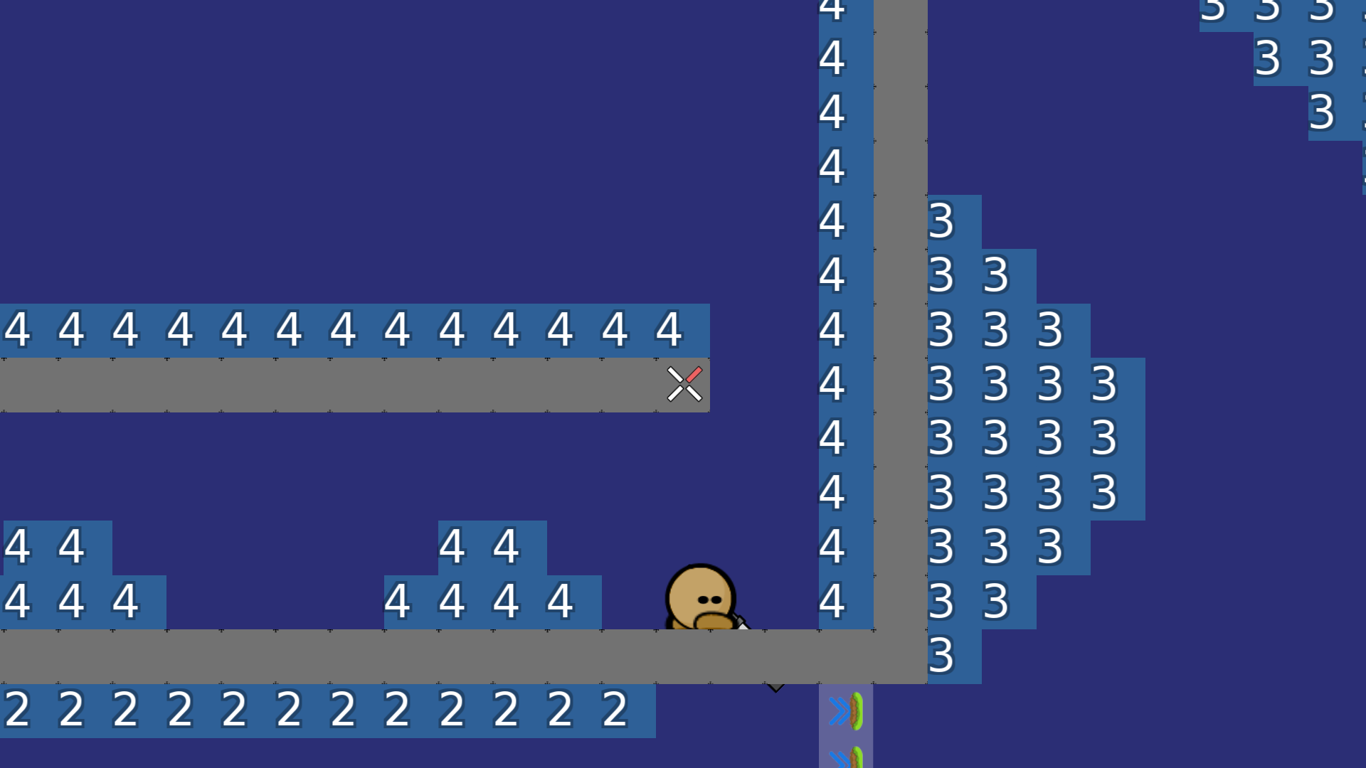 -1 line where cursor is,<br />so make it one tile wider