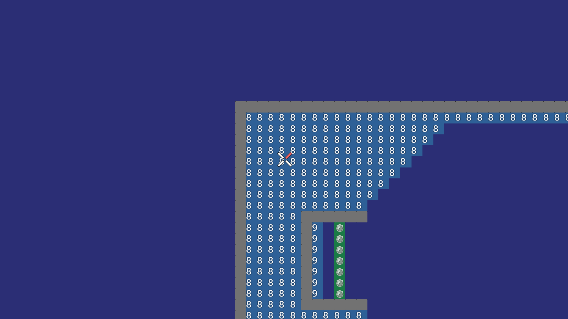 finish in the upper left corner and wider