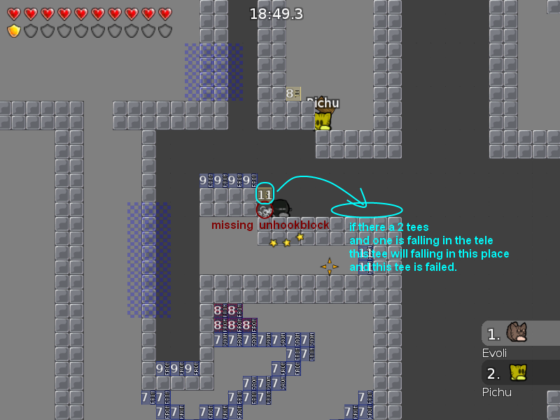 missing unhooktile and the porblem is if there are 2 tees and 1 is falling in the tele and the tele he will die.