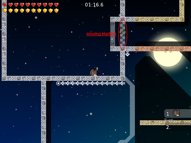 you forgot to make the startline :)