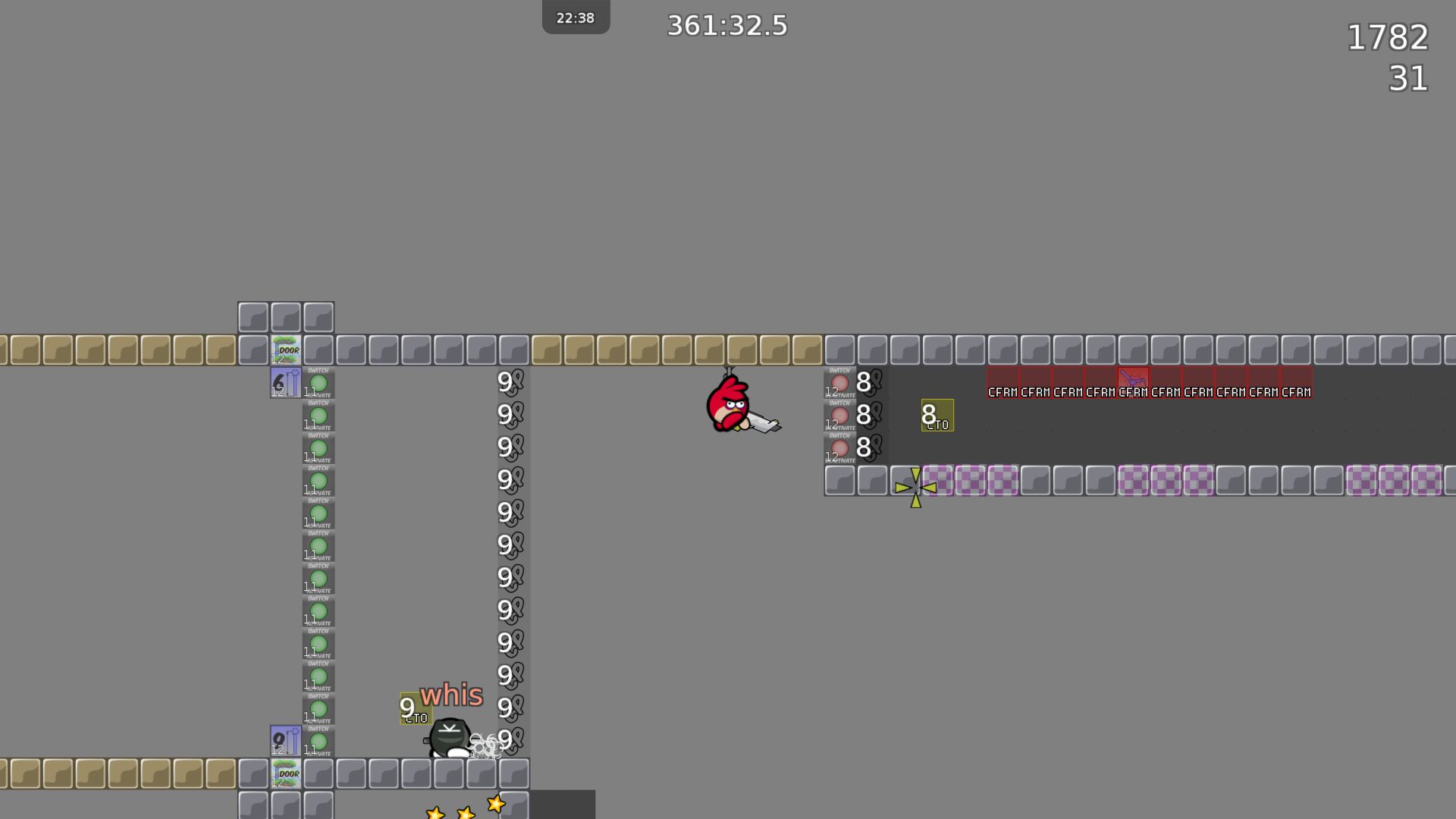 I would suggest to delete CP8 completly, bcs it could happen that the player drags the dummy into CP8 but at the same moment falls to his own CP. After that the dummy is not anymore reachable for the player anymore.