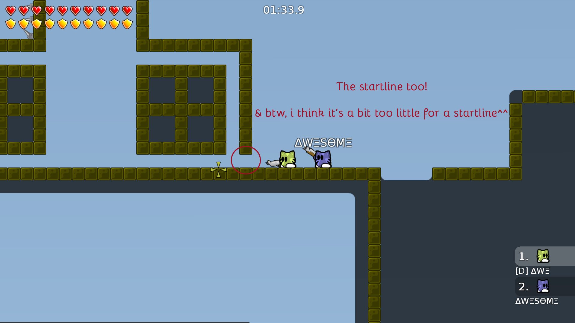 Startline not marked (there is solo on/off not marked before what i didnt posted now, thats why "the starline too!"^^