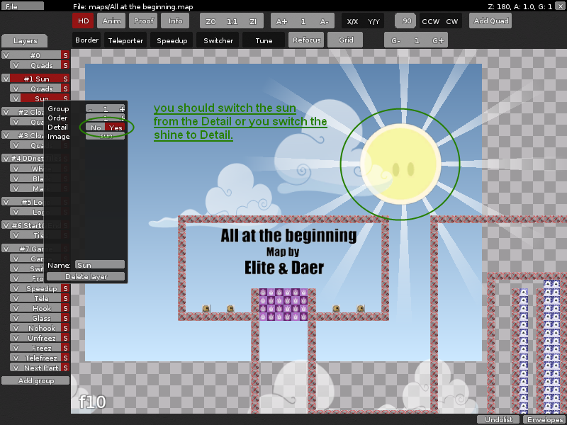 you should switch the detail from the Sun in to no<br />or you switch the detail from the Shine in to yes.<br />It looks very weird if you turn off the high quality