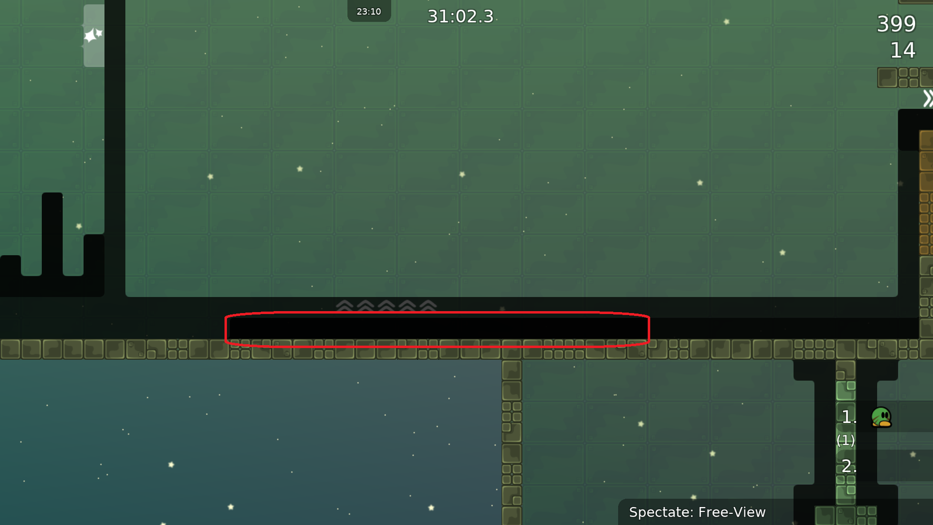 Red: Different color than usual tele marking.