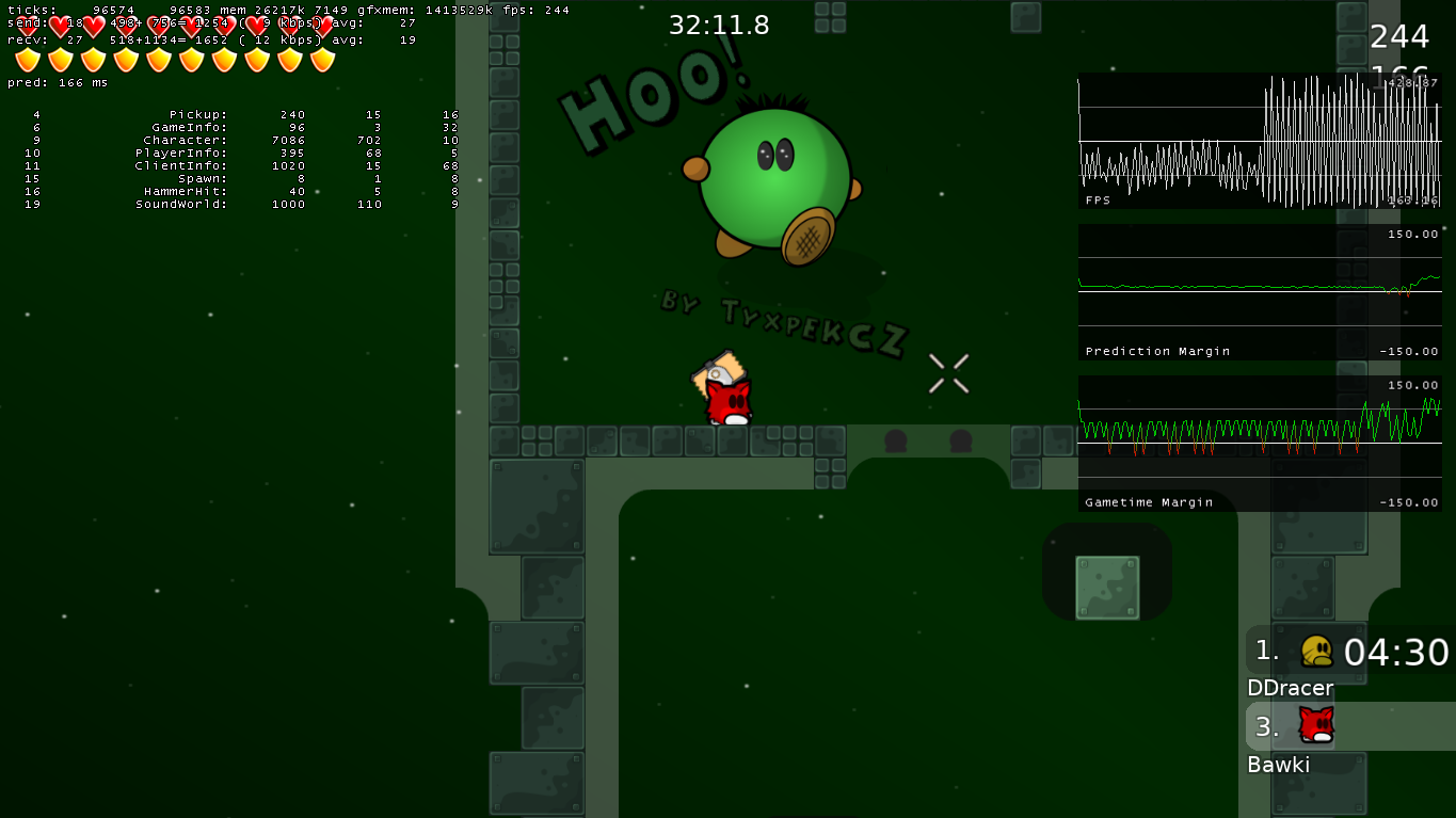 On DDNet server, antiping off.