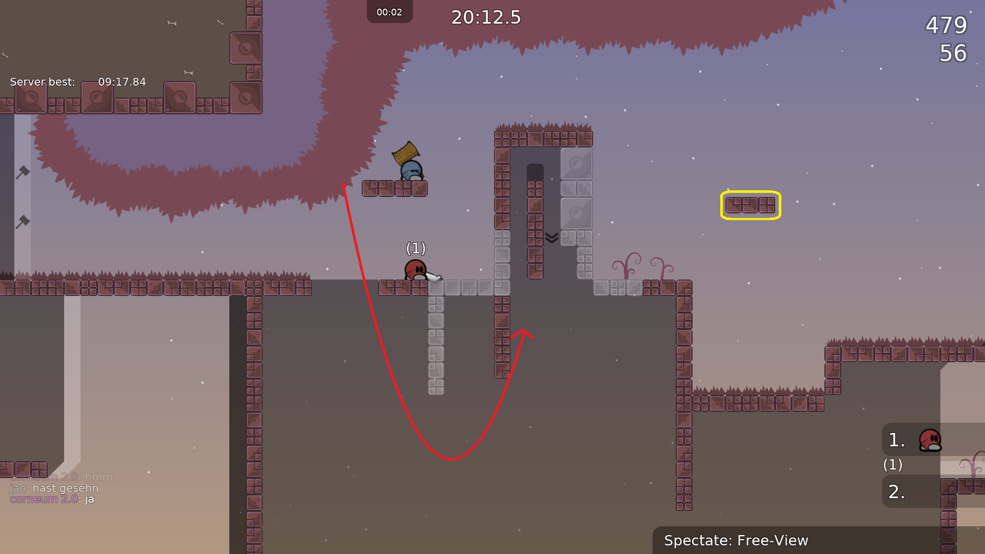 3. Red: You can swing the dummy like this and skip going to the right first.<br />Yellow: You don't need to use this platform when going back left.