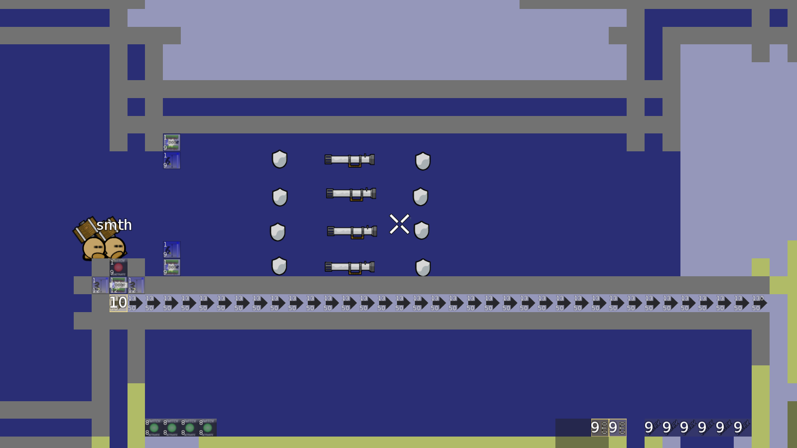 you can still cheat that, just hook your deeped partner in the deactivate switch9 and hook him out again. he wwill not fall through door12 and you can still go >>