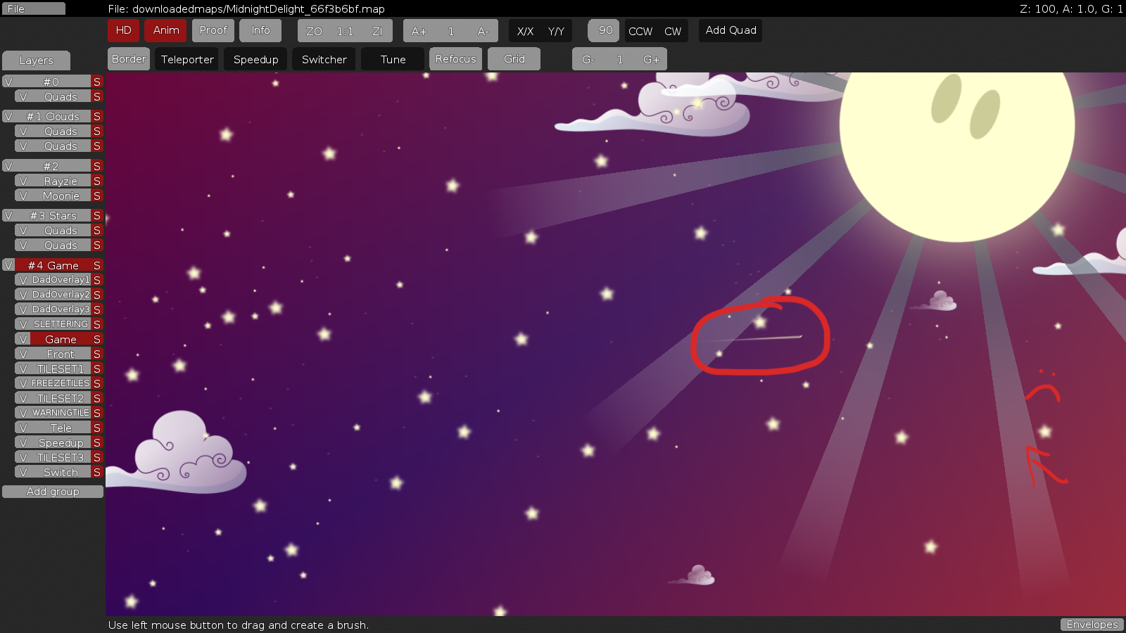 would be a nice shooting star with animation, but otherwise remove that + the sunrays are kinda grey, fix that? ._.