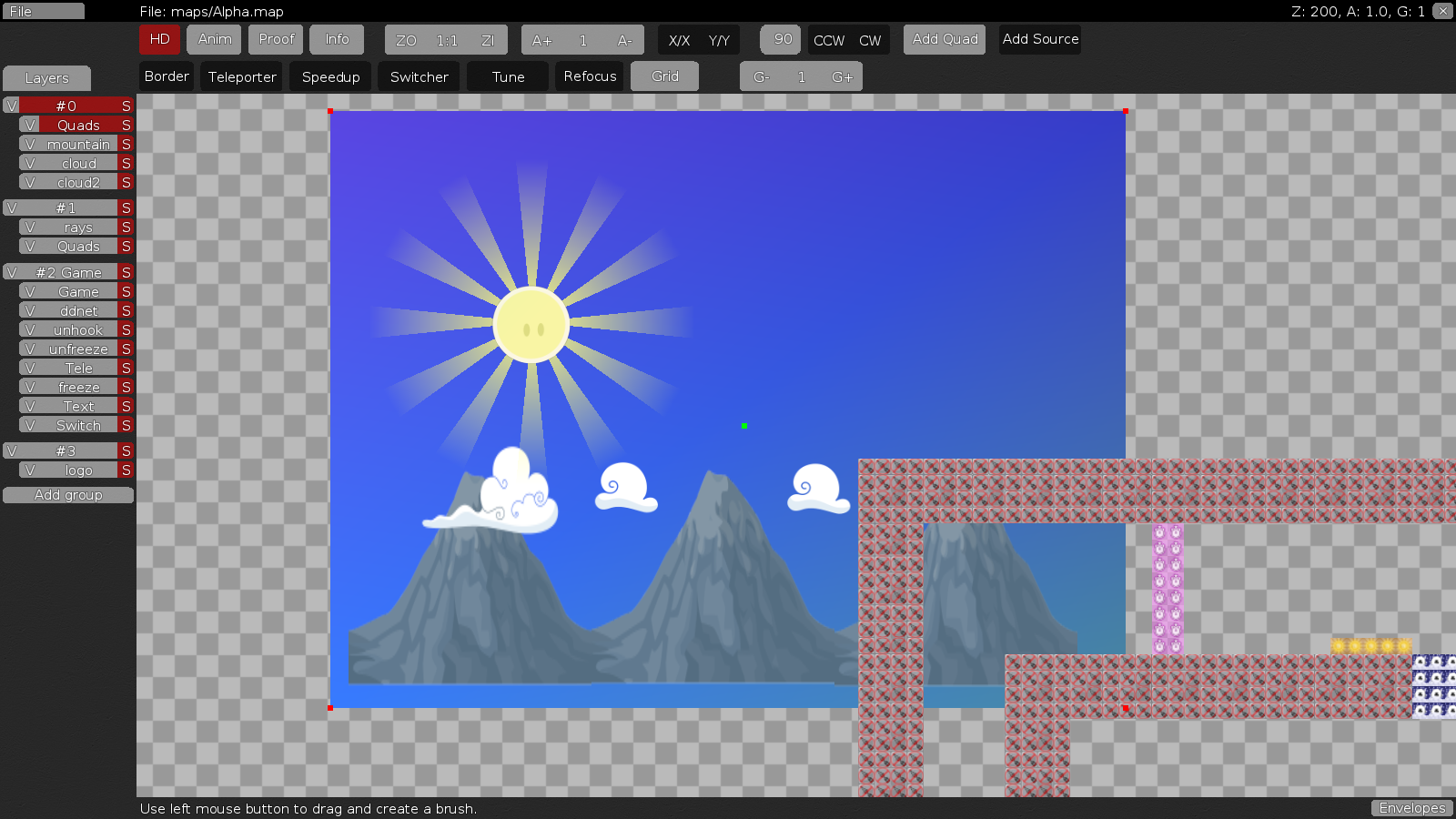 layers: ddnet, freeze,unfreeze -> all possible with 'ddnet-tiles' tileset<br />layer: text -> doable with 'tiles' tileset or even better with a clean alphabet tileset
