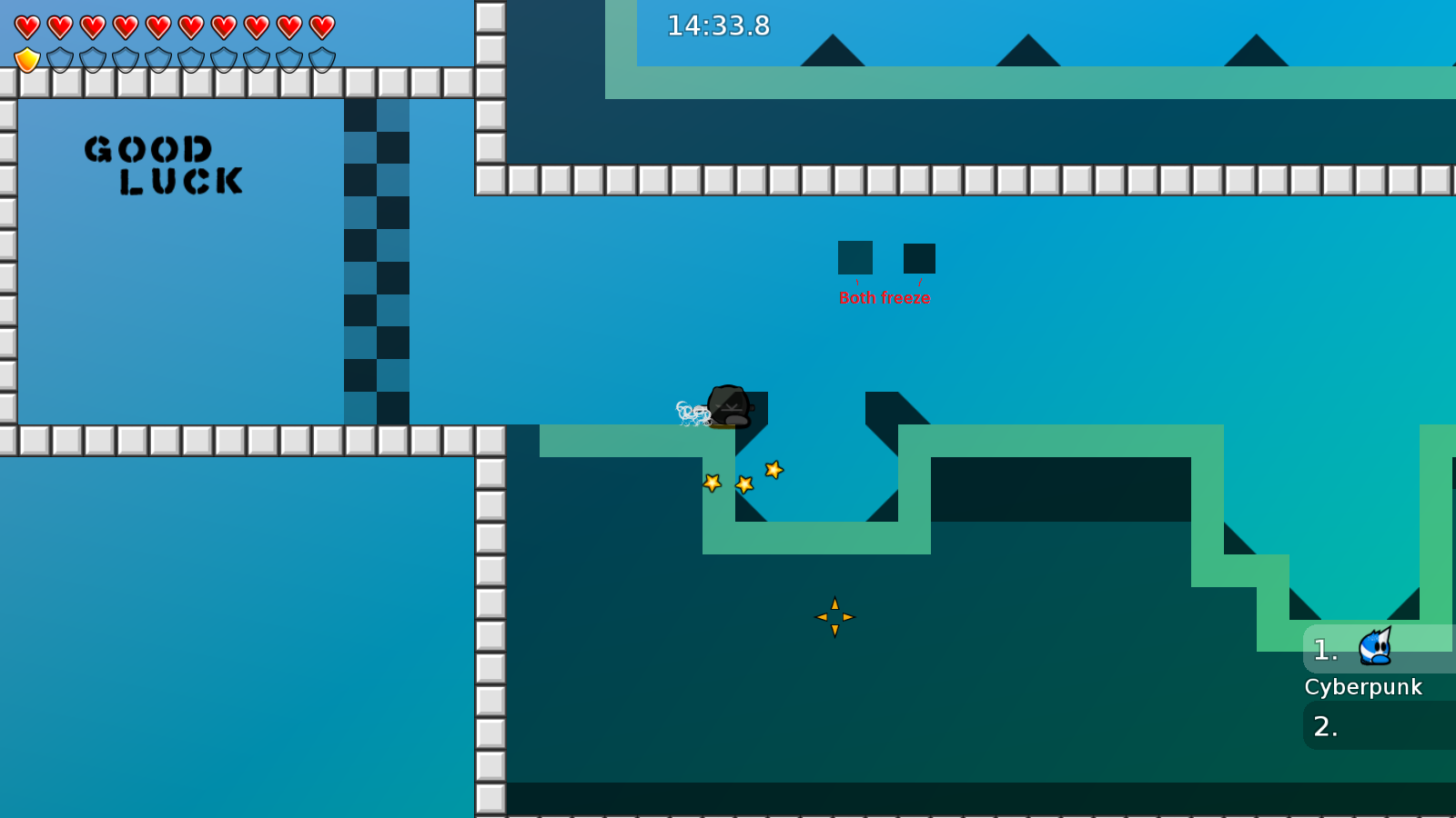 they are different color but same entities. Make freeze the same tiles, and teles the same tiles.